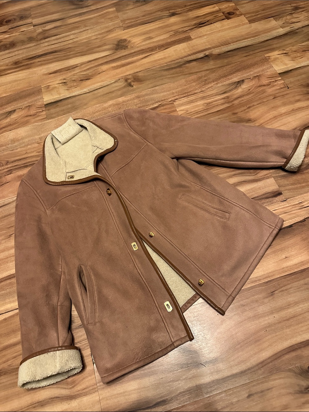 Gallery Tan Suede-Look Shearling Utility Jacket